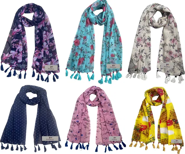 FusFus Printed Chiffon Women Stole, Fancy Scarf