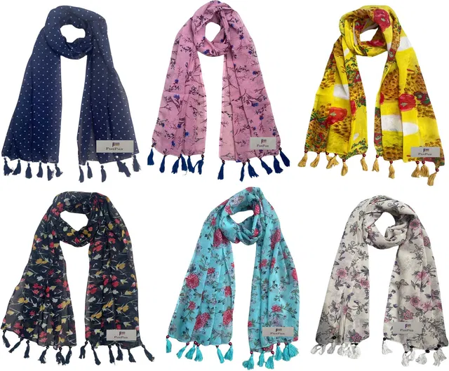 FusFus Printed Chiffon Women Stole, Fancy Scarf