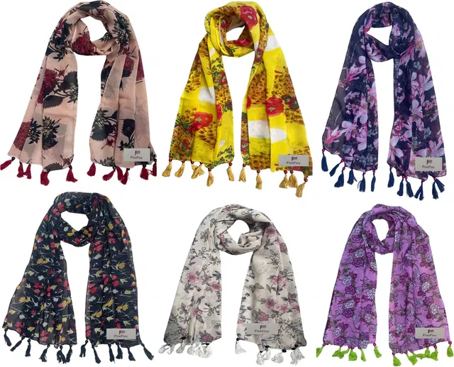 FusFus Printed Chiffon Women Stole, Fancy Scarf