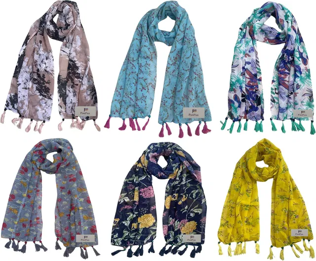 FusFus Printed Chiffon Women Stole, Fancy Scarf