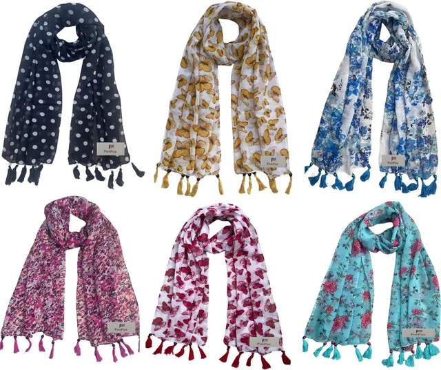FusFus Printed Chiffon Women Stole, Fancy Scarf