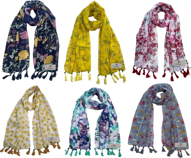 FusFus Printed Chiffon Women Stole, Fancy Scarf