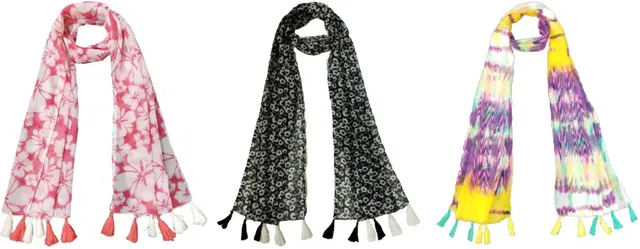 mss FASHION Printed Chiffon Women Scarf, Stole, Fancy Scarf