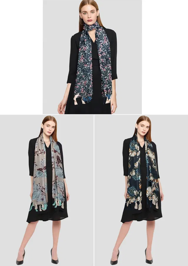 POSHAMPAA Printed Chiffon Women Stole, Scarf, Fancy Scarf