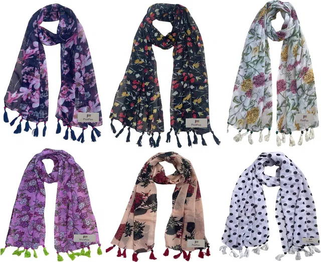FusFus Printed Chiffon Women Stole, Fancy Scarf