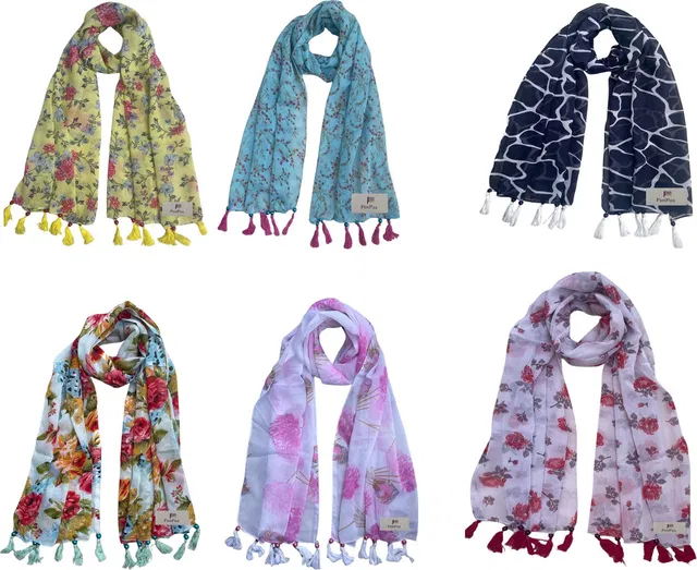 FusFus Printed Chiffon Women Stole, Fancy Scarf, Scarf