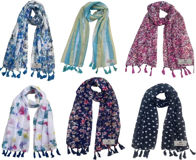 FusFus Printed Chiffon Women Stole, Fancy Scarf, Scarf