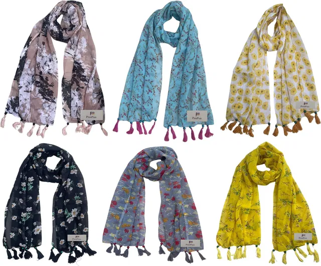 FusFus Printed Chiffon Women Stole, Fancy Scarf