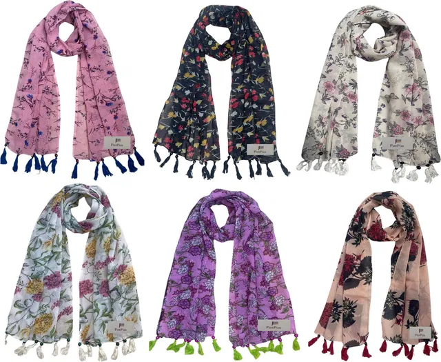 FusFus Printed Chiffon Women Stole, Fancy Scarf