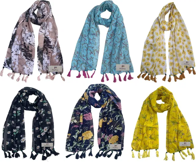 FusFus Printed Chiffon Women Stole, Fancy Scarf