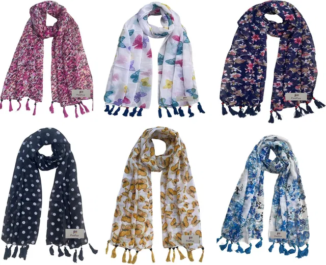 FusFus Printed Chiffon Women Stole, Fancy Scarf, Scarf