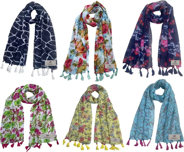 FusFus Printed Chiffon Women Stole, Fancy Scarf