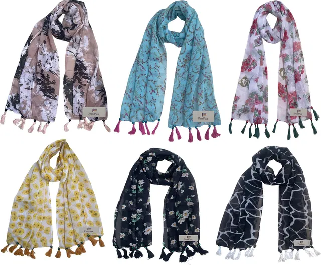 FusFus Printed Chiffon Women Stole, Fancy Scarf
