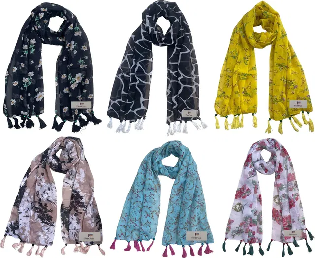 FusFus Printed Chiffon Women Stole, Fancy Scarf