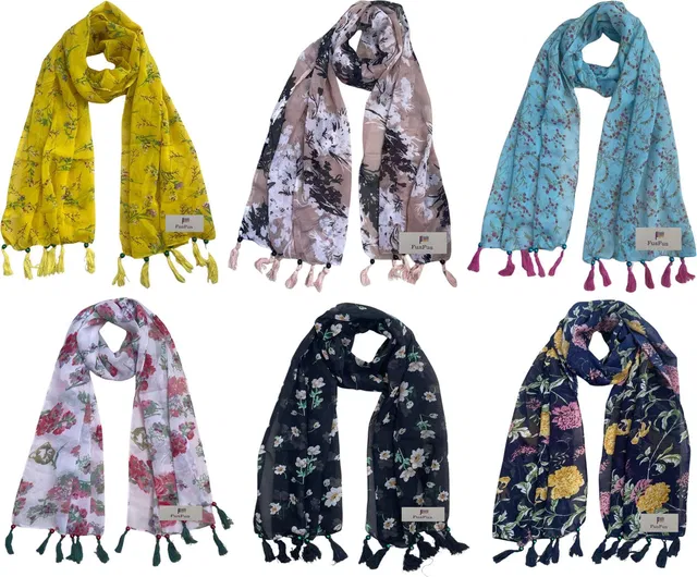 FusFus Printed Chiffon Women Stole, Fancy Scarf