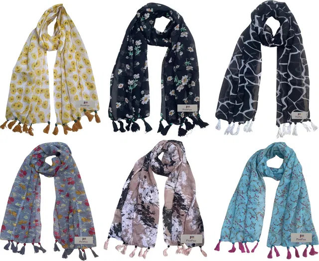 FusFus Printed Chiffon Women Stole, Fancy Scarf