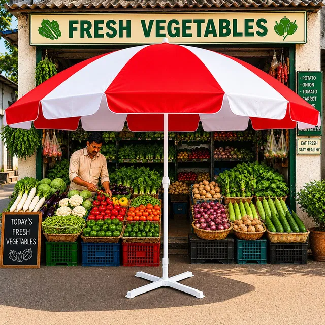 GREEN BIRD Garden Umbrella With Stand Outdoor Big Size 7ft/42in For Hotel,Garden,Shop (B5) Umbrella