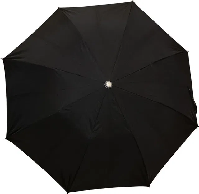 ORANGE 2 Fold Mono Silver Black Umbrella