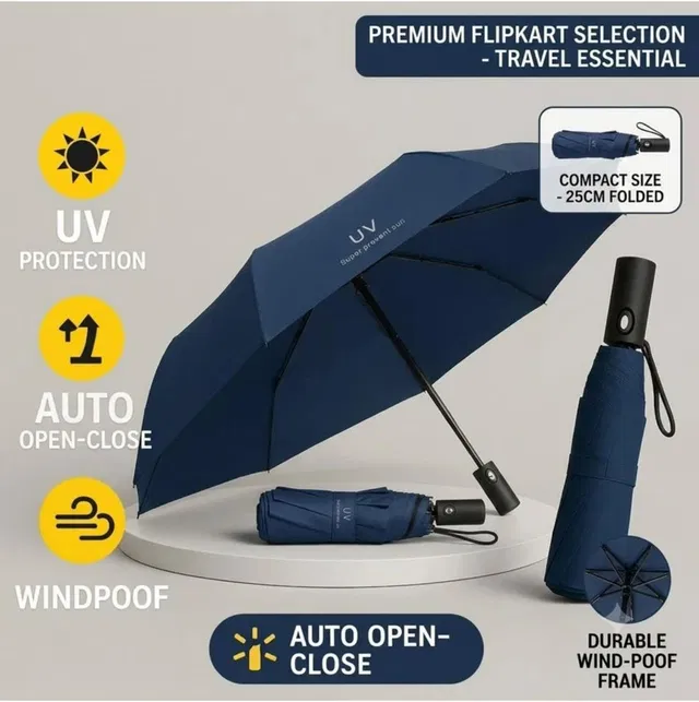 Matkine Automatic UV Protection Umbrella for Sun & Rain 3 Fold Umbrella