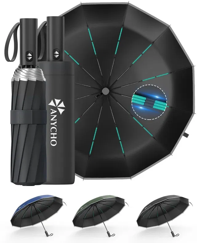 Anycho Umbrella for Women 4 fold, Automatic Umbrella for Men, Folding Umbrella for UV Umbrella