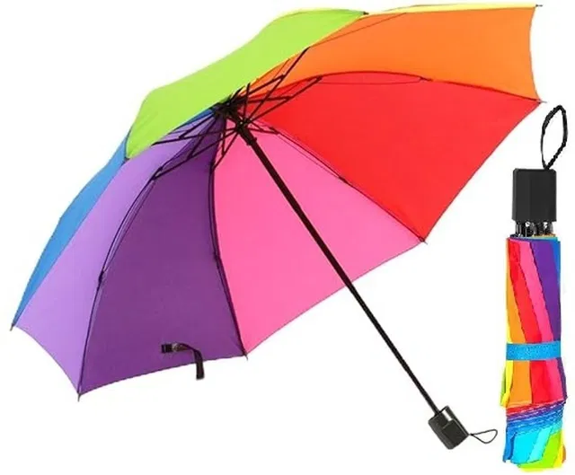 LAKSHMINARAYAN SALES 3 Fold Travel Rainbow Umbrella for Men and Women Windproof, Manual, Compact Umbrella