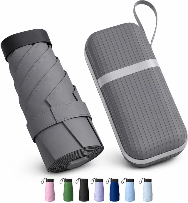 Dexter UV Travel Mini FoldingUmbrella with Case Manual Open Lightweight Pocket Umbrella Umbrella
