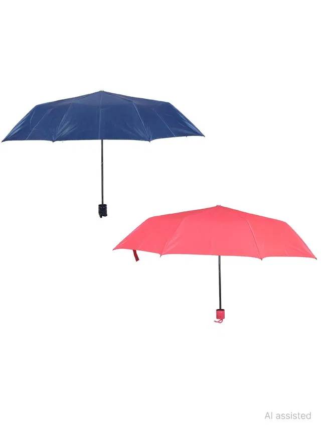 ORANGE 3 Fold Silver Coating 21.5 Inch for Rain Manual Umbrella - Pack of 2 Umbrella