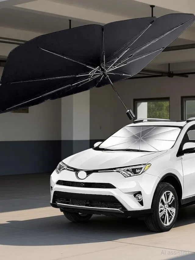 BAZKU Car Sun Shade Windshield Cover Umbrella Front Window Heat Protection Full Cover Umbrella
