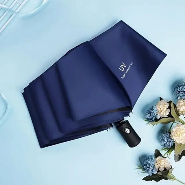 BitAura Premium Navy Blue UV Protection auto Foldable Umbrella for Men & Women Umbrella