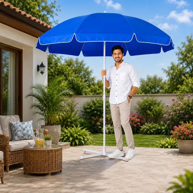 GREEN BIRD Garden Umbrella With Stand 7ft Outdoor Big size Umbrella for Shop,Garden SA12 Umbrella
