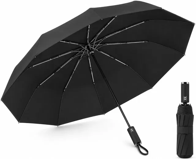 AshandRoh Strong Windproof Large Golf Umbrella with Comfortable Wooden Handle Umbrella