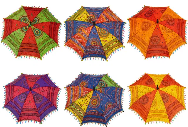 Gayatri handicrafts Sun Protection Rajasthani Handmade Event & Navratri Decorative Umbrella(6-Pcs) Umbrella