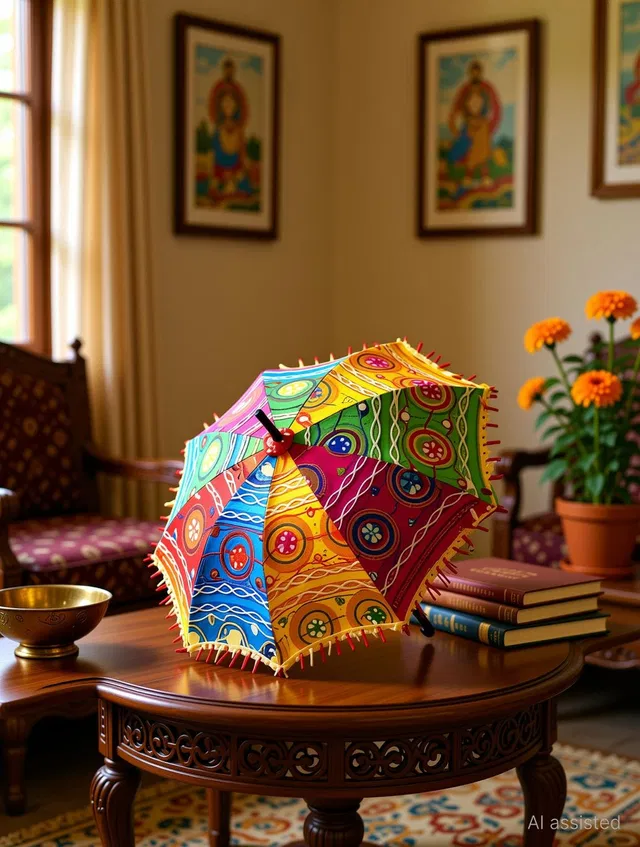 BrioBazar PACK OF 5 Jaipuri Multicolor Umbrella for Decoration-Wedding, Mehendi, Navratri Umbrella
