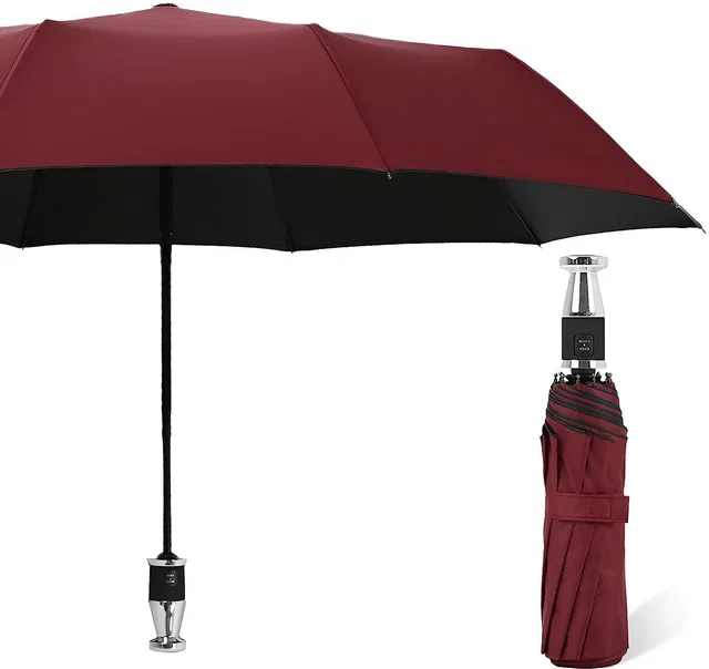 CRAZYABBS 2 fold Auto Open Rolls Royce Umbrella Silver Metal Handle Umbrella Umbrella
