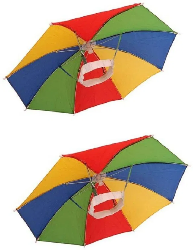 Vegmine RL-3 Hands Free Umbrella Hat to Protect from Sun & Rain for School Going Kids and Adults . Umbrella (PACK OF 2) (Multicolor) Umbrella