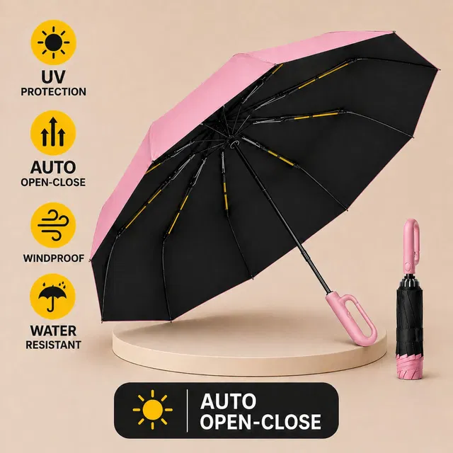 Toriyox Travel Umbrella Reverse Rain and Sun Windproof Compact, Automatic Open Close Umbrella