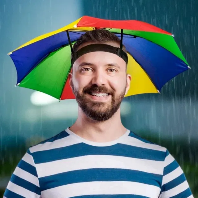 INFISPACE Travel Umbrella Hat Foldable Handsfree Sun Rain Protection Headgear for Kids Umbrella
