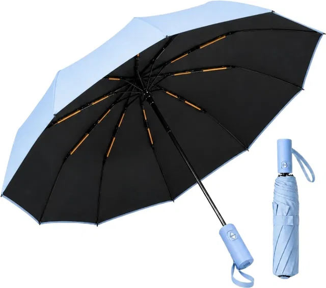 Welpel Automatic Windproof Travel Umbrella with 8-Rib Frame & One-Touch Open/Close Umbrella