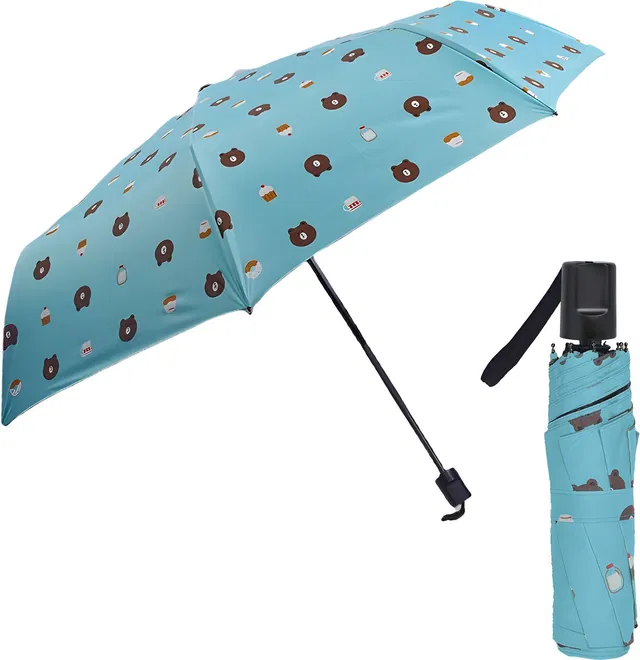 KRAPTICK Printed Bear Design Travel UV Umbrella for Rain, Wind & Water Proof Umbrella