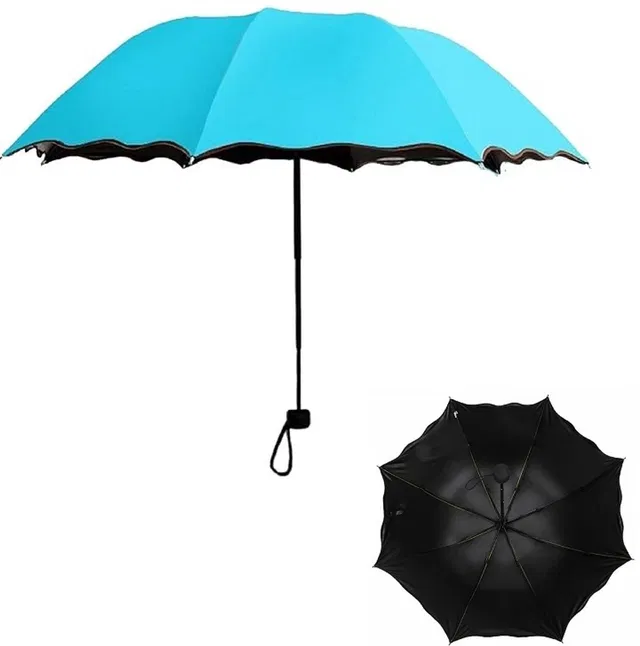 GOPINATH AUTOLINK 3 fold Anti UV Protection Water Magic Blue Umbrella Stylish Lightweight Compact Umbrella