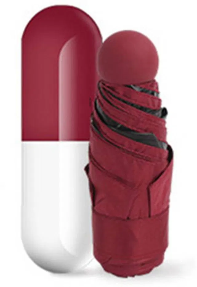 MEZIRE Designer Ultra Mini UV Coated 4-Fold Travel Capsule Umbrella, Umbrella