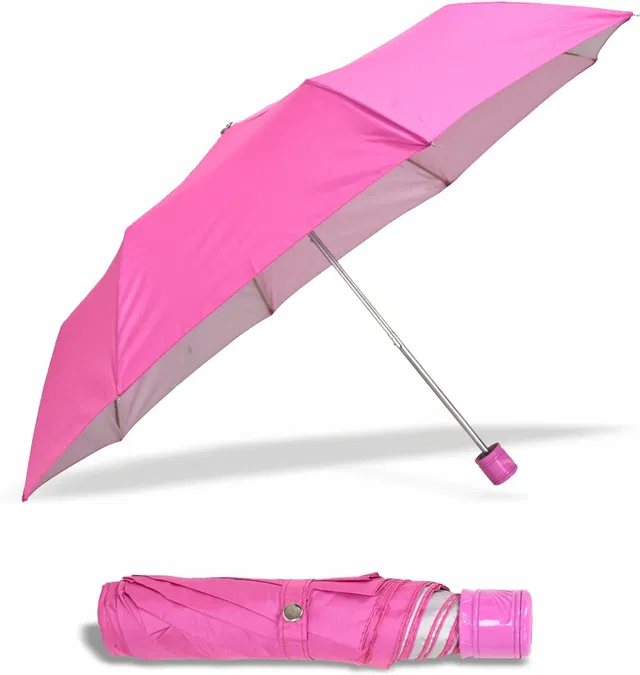 Fendo Aura 3 Fold Hand Open 21" Women Silver Coated Umbrella Umbrella
