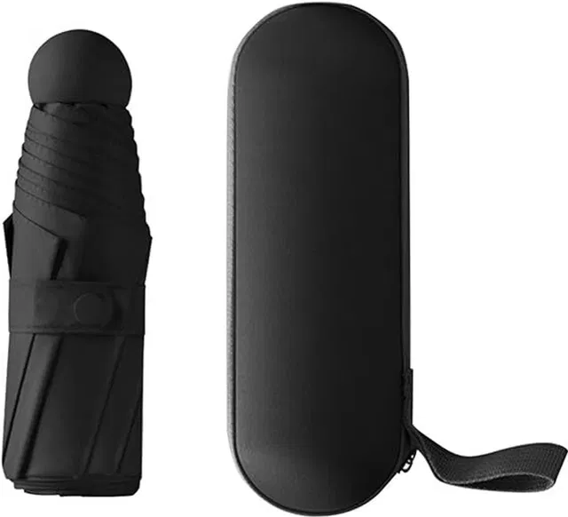 AlexVyan Mini Pocket Umbrella with Case (Manual Open) 6 Frame Use in Rain & Summer Umbrella