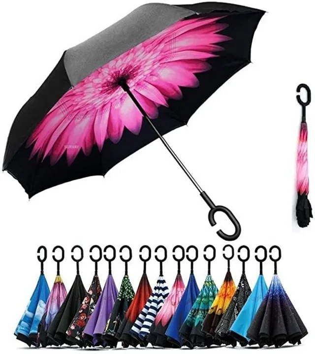 kroywen Double Wind Proof C Shape Folding Sun Rain UV Protection Mini Umbrella