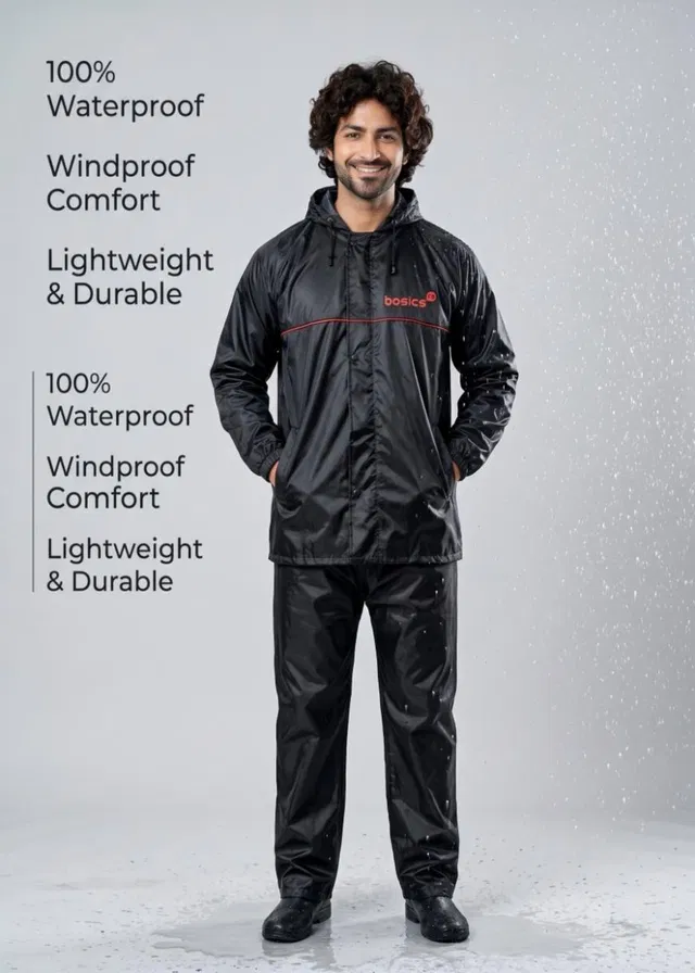 Basics IND Solid Unisex Rain Suit
