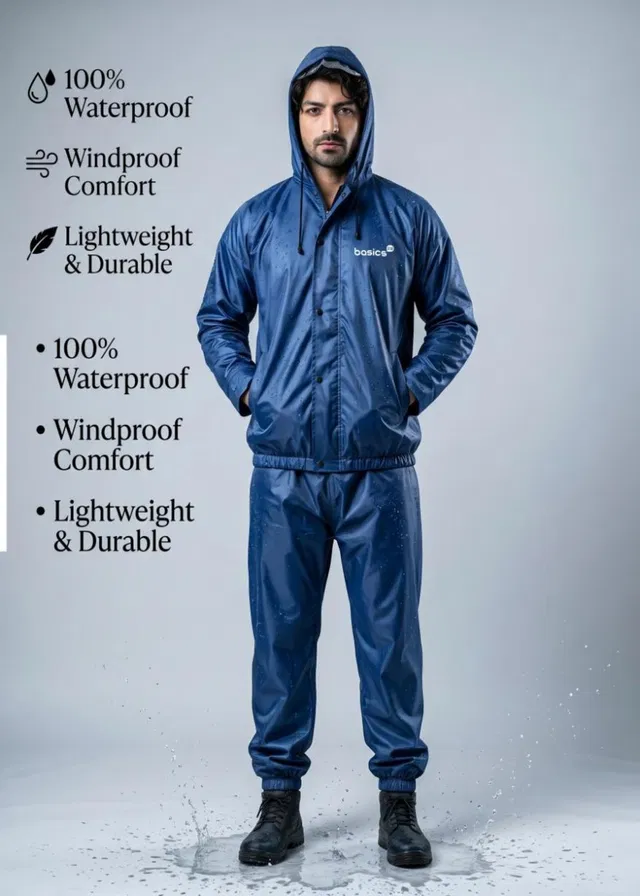 Basics IND Solid Unisex Rain Suit