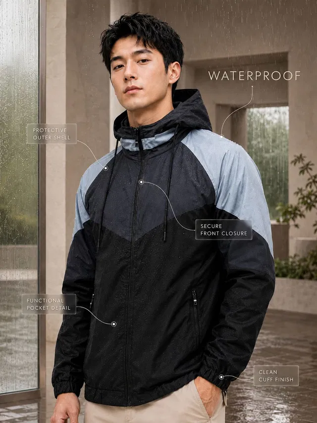 Caraba Jacket For Mens Colorblock Men Raincoat