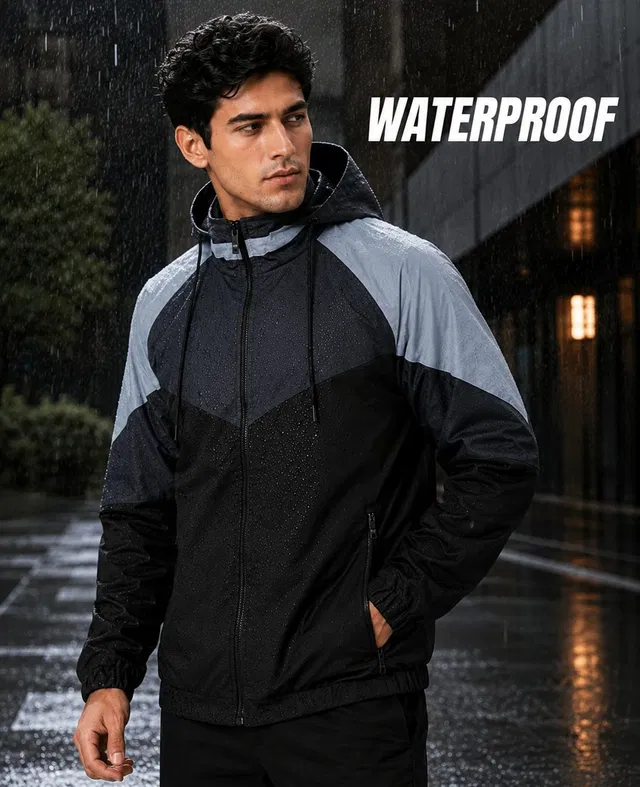 Mia Fashion Colorblock Men Raincoat