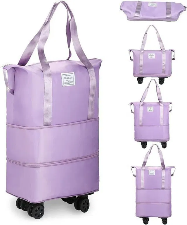 ZWEELAY (Expandable) Nylon Travel Duffle Bag With Wheels Expandable Foldable Bag Travel Waterproof Duffel With Wheels (Strolley)