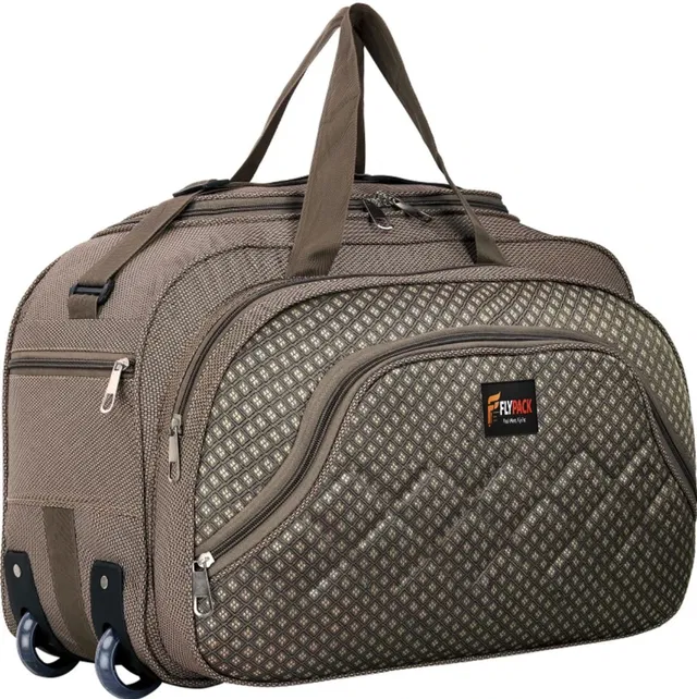 Flypack (Expandable) 60L Travel Duffel Trolley Bag with Wheels | Large Capacity Bag|Light weight Duffel With Wheels (Strolley)